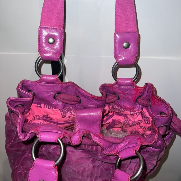 Rare Vintage Pink Juicy Couture Purse Y2K Tote Bag Handbag Daydreamer Velour - Picture 6 of 11